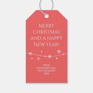 Traditional - Soft Red - Snowflake Gift Tags