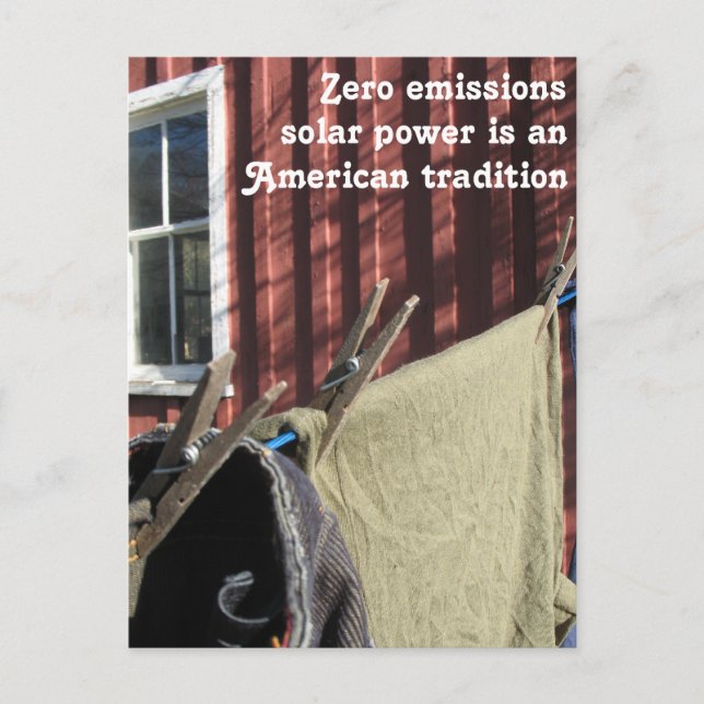 Traditional Solar Power Clothesline Postcard (Front)