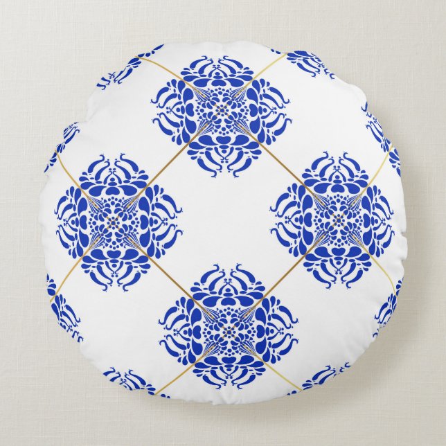 Traditional spain seamless pattern. Spanish cerami Round Pillow (Front)