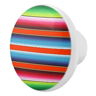 Traditional Spanish Serape Fiesta Mexican Blanket Ceramic Knob
