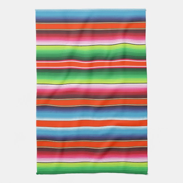Traditional Spanish Serape Fiesta Mexican Blanket Kitchen Towel (Vertical)