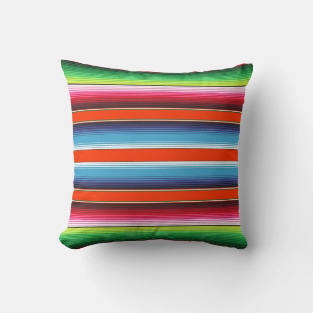 Traditional Spanish Serape Fiesta Mexican Blanket Throw Pillow (Front)