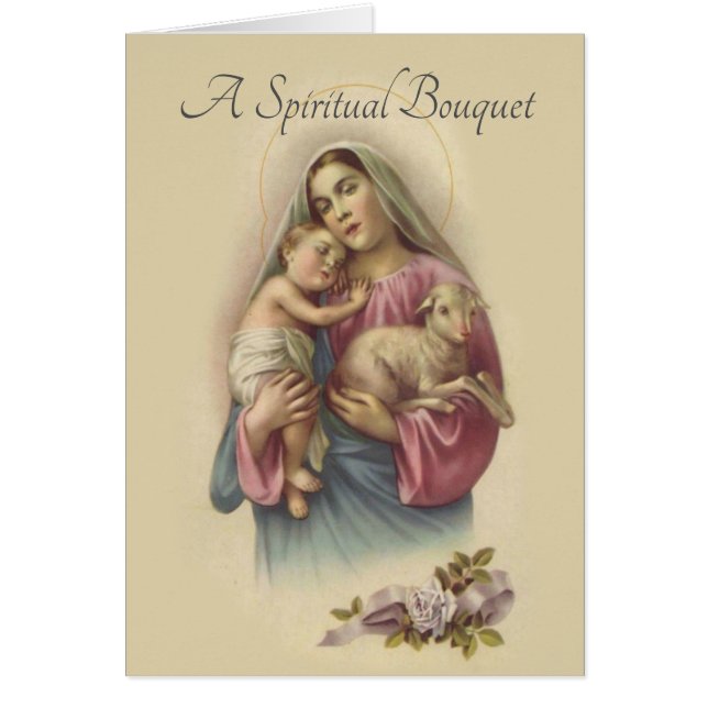 Traditional Spiritual Bouquet Virgin Mary  Card (Front)