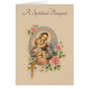 Traditional Spiritual Bouquet Virgin Mary  Card