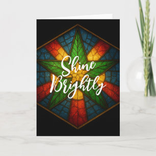 Traditional Stained Glass Star Greeting Card