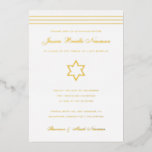 Traditional stripe Bat Mitzvah Star of David Gold<br><div class="desc">Real gold foil is here; choose from Gold foil, rose gold, or silver foil. Background colour is customizable. If desired add a photo to the back side as well. If you'd like to remove text from the foil layer, enter the editor and cut and paste those layers onto the front...</div>