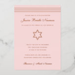 Traditional stripe Bat Mitzvah Star of David Rose<br><div class="desc">Real gold foil is here; choose from Gold foil, rose gold, or silver foil. Background colour is customizable. If desired add a photo to the back side as well. If you'd like to remove text from the foil layer, enter the editor and cut and paste those layers onto the front...</div>