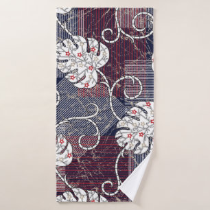traditional stripes and leaves pattern bath towel