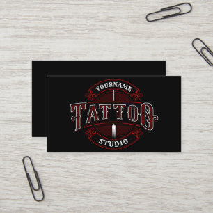 Traditional Style ADD NAME Tattoo Studio Shop Business Card