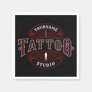 Traditional Style ADD NAME Tattoo Studio Shop Napkin