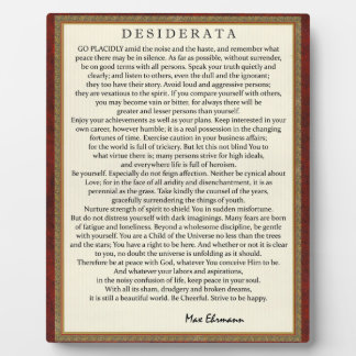 Traditional Style Desiderata Poem by Max Ehrmann Plaque