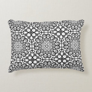 Traditional sunflower batik pattern ornamentscroll accent pillow