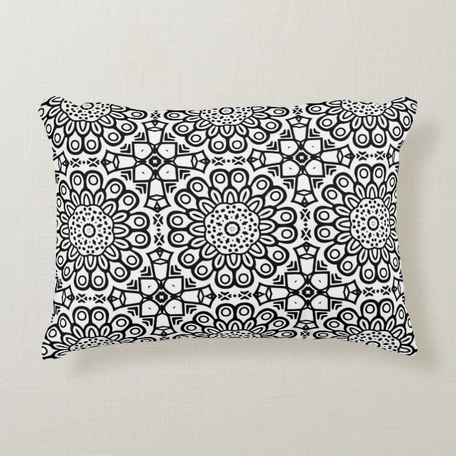 Traditional sunflower batik pattern ornamentscroll accent pillow (Front)
