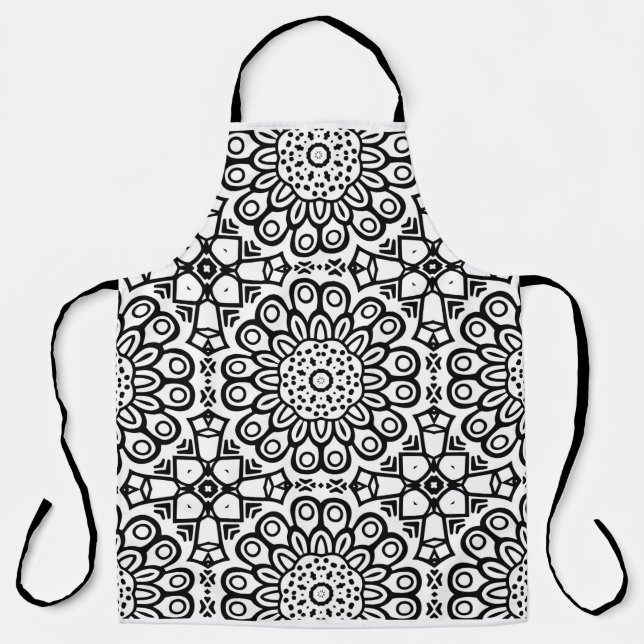 Traditional sunflower batik pattern ornamentscroll apron (Front)