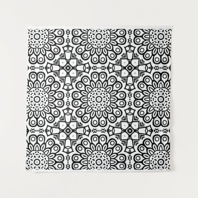 Traditional sunflower batik pattern ornamentscroll tapestry (Front)