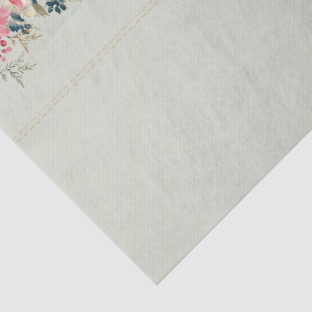 traditional tapestry christmas botanical Holiday Tissue Paper (Detail)