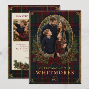 Traditional Tartan Plaid Family Photo Christmas Holiday Card