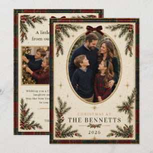 Traditional Tartan Plaid Family Photo Christmas Holiday Card