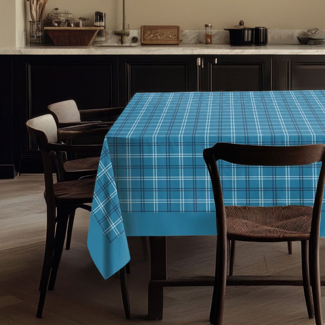 Traditional Tartan Plaid Tablecloth in Navy Blue (Traditional Tartan Plaid Tablecloth in Navy and Blue Tones)