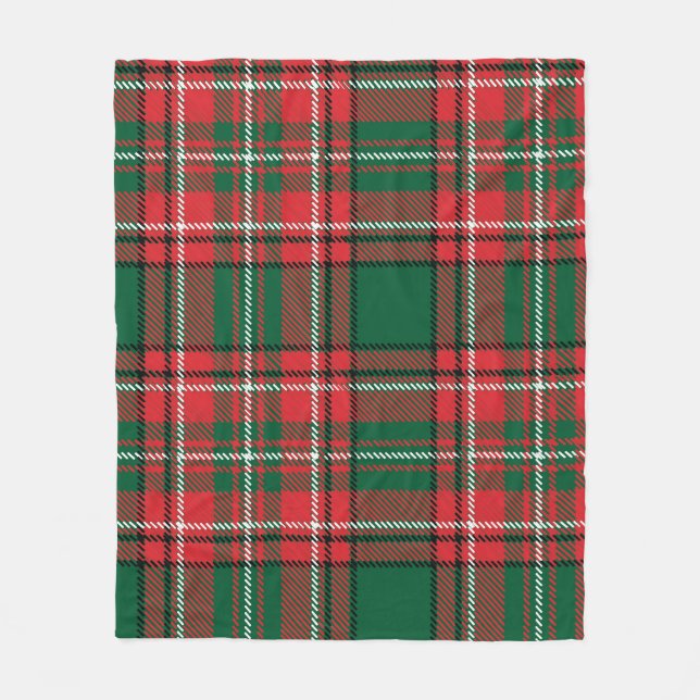 Traditional tartan: red-green plaid pattern. fleece blanket (Front)