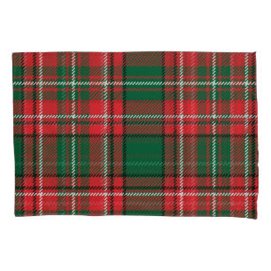 Traditional tartan: red-green plaid pattern. pillowcase
