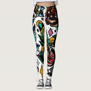Traditional tattoo flash leggings