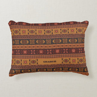 Traditional Terracotta Ethnic Tribal Boho Pattern Accent Pillow