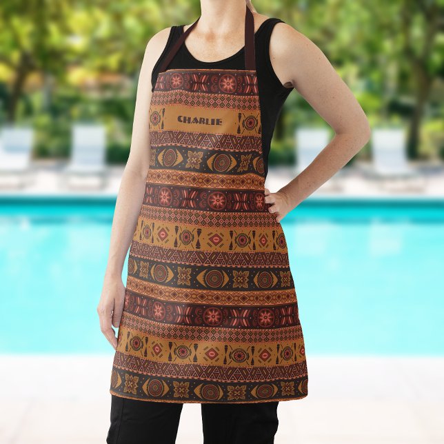Traditional Terracotta Ethnic Tribal Boho Pattern Apron (Creator Uploaded)