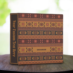 Traditional Terracotta Ethnic Tribal Boho Pattern Binder