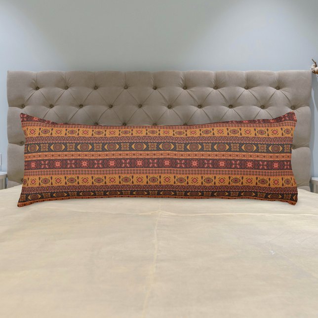 Traditional Terracotta Ethnic Tribal Boho Pattern Body Pillow (Creator Uploaded)