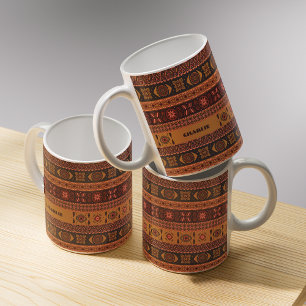 Traditional Terracotta Ethnic Tribal Boho Pattern Coffee Mug