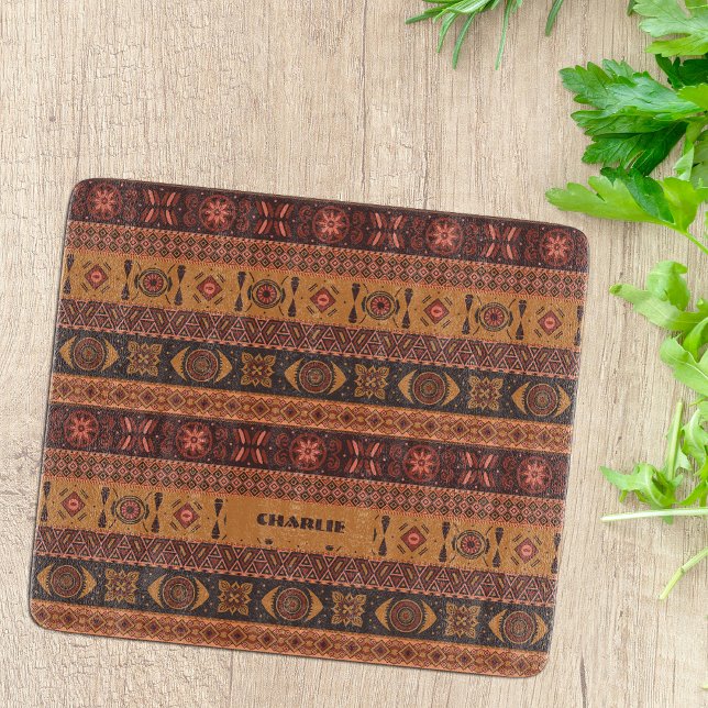 Traditional Terracotta Ethnic Tribal Boho Pattern Cutting Board (Creator Uploaded)