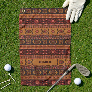 Traditional Terracotta Ethnic Tribal Boho Pattern Golf Towel