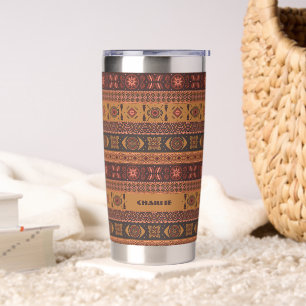 Traditional Terracotta Ethnic Tribal Boho Pattern Insulated Tumbler