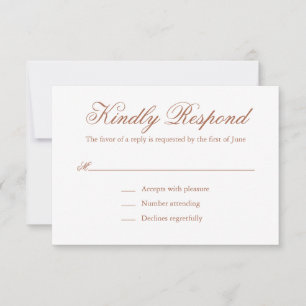 Traditional Terracotta Formal Elegant Wedding RSVP Card