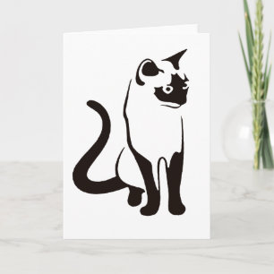 Traditional Thai Cat Minimalist Black Outline Art Card