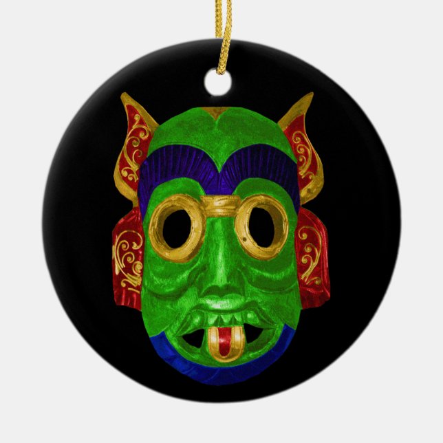 Traditional Thai Mask Ceramic Ornament (Front)