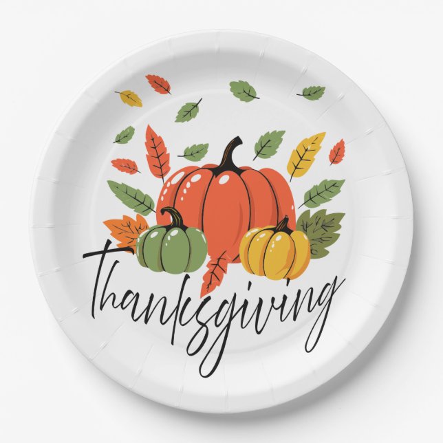 Traditional Thanksgiving Design Paper Plate (Front)