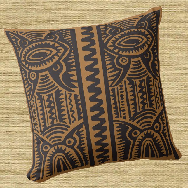 Traditional Tiki Melanesian Pattern any colour Throw Pillow (Creator Uploaded)
