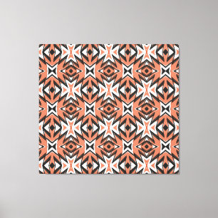 Traditional tile, ethnic coral geometric. canvas print