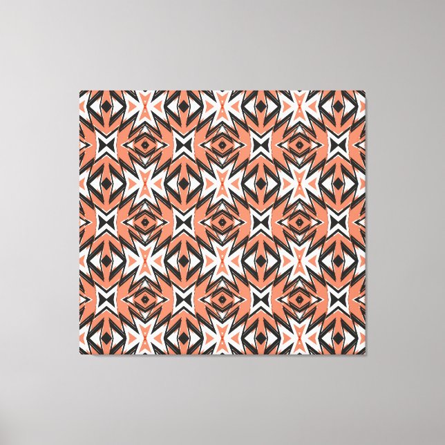 Traditional tile, ethnic coral geometric. canvas print (Front)
