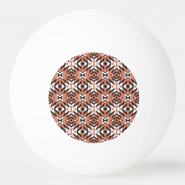 Traditional tile, ethnic coral geometric. ping pong ball (Front)