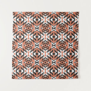 Traditional tile, ethnic coral geometric. tapestry