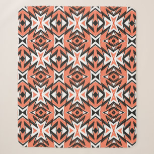 Traditional tile ornament in ethnic style, coral c sherpa blanket