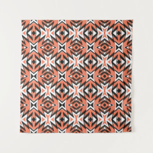 Traditional tile ornament in ethnic style, coral c tapestry