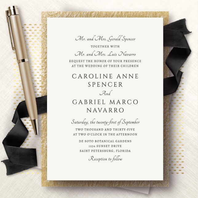 Traditional Timeless Sophisticated Wedding Invitation (Creator Uploaded)