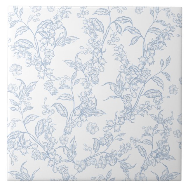 Traditional Toile-De-Jouy Chinoiserie Pattern  Tile (Front)