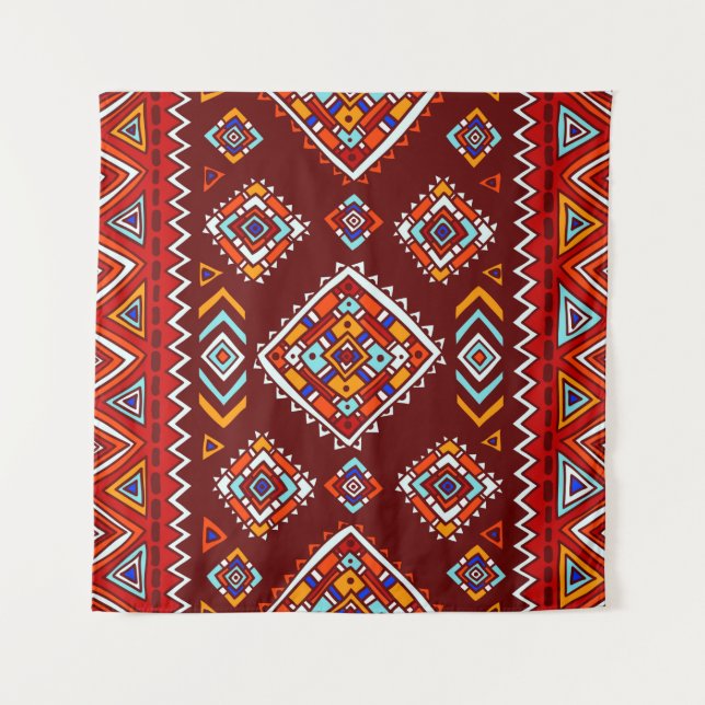 Traditional tribal pattern in ethnic style tapestry (Front)
