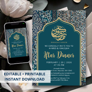 Traditional Turkish Mosaic Ramadan Iftar Dinner Invitation
