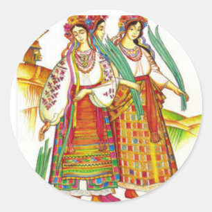 Traditional Ukrainian Dress from Kyivschyna Classic Round Sticker